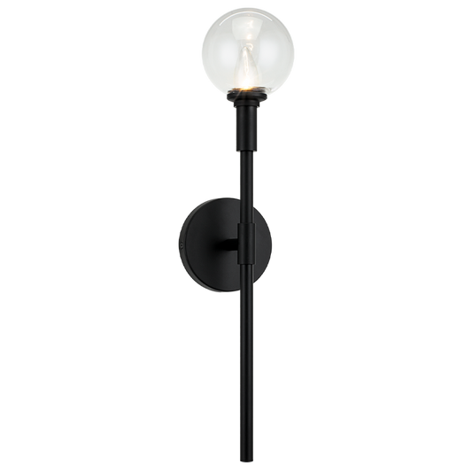 Matteo Lighting Candelstix W64801BKCL Black Clear Glass Wall Sconce