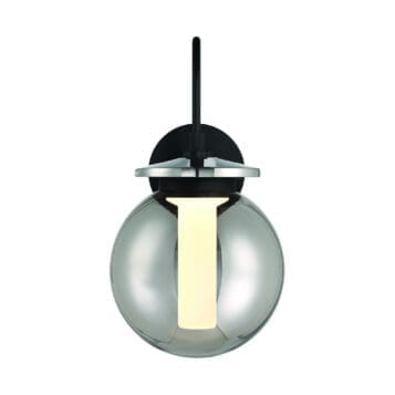 Eurofase Caswell Outdoor Wall Lantern in Black with Smoked Glass