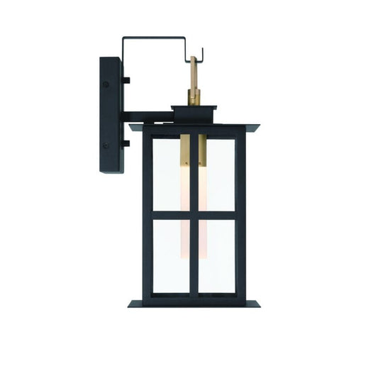Eurofase Greyson 16-inch outdoor pendant in Brass-Black with clear glass