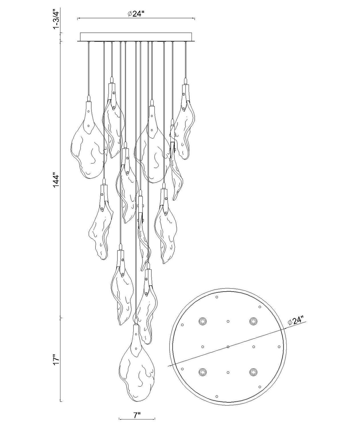 Eurofase Jateo Multi-Drop Chandelier room view