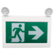 Reno LED running man exit sign combo with emergency heads