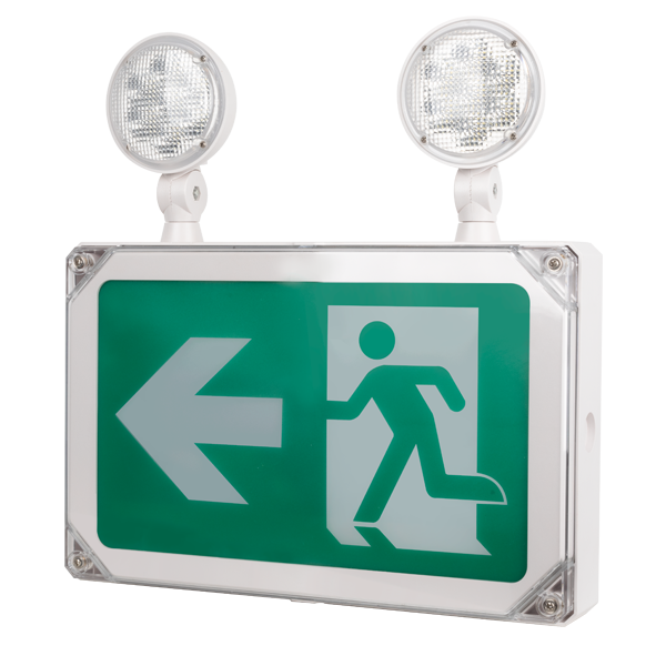 Reno wet location IP65 running man exit sign combo