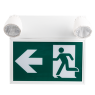 Reno steel running man exit sign combo with emergency heads