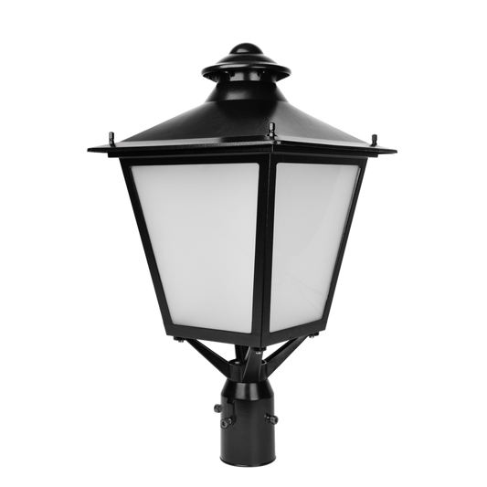 Reno BELLEVUE Lantern Post Top Fixture - Black / 40/60/80/100W