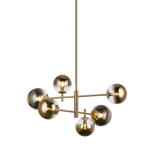 Matteo Lighting Averley C70706AGAG chandelier in Aged Gold Brass with gradient gold glass