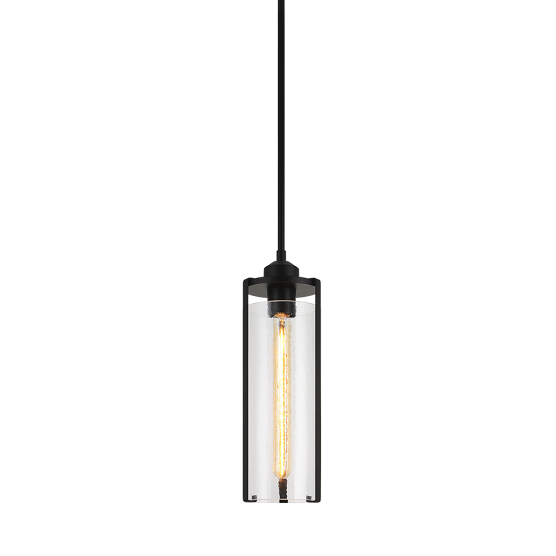 Matteo Lighting Bayou C62201BK patterned glass pendant in Black