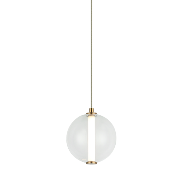 Matteo Lighting Belange C69601AGCL LED pendant in Aged Gold Brass with clear glass