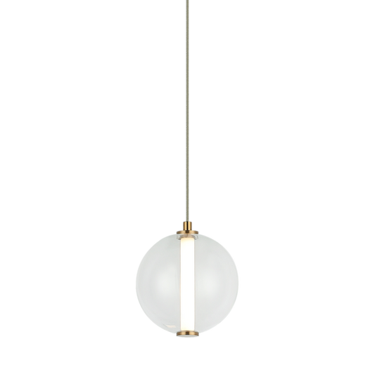 Matteo Lighting Belange C69601AGCL LED pendant in Aged Gold Brass with clear glass