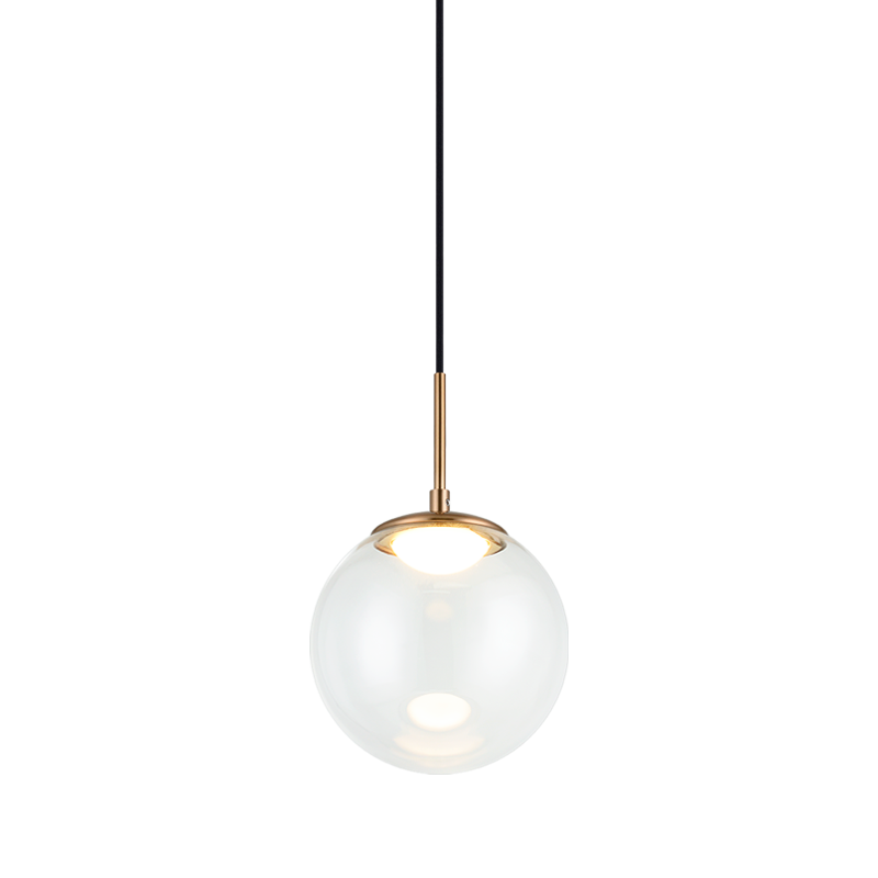 Matteo Lighting Boble C61311AGCL LED pendant in Aged Gold Brass with clear glass