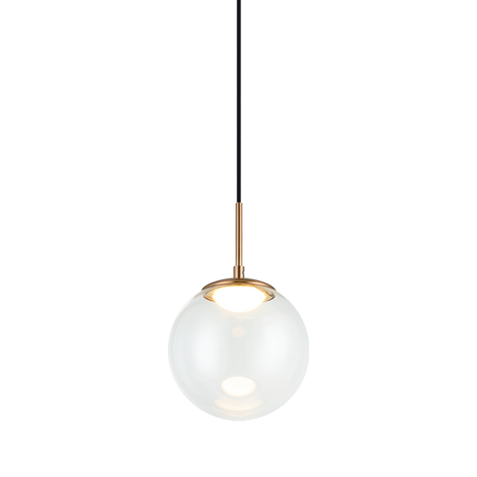 Matteo Lighting Boble C61311AGCL LED pendant in Aged Gold Brass with clear glass
