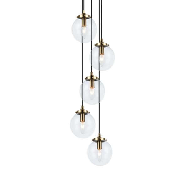 Matteo Lighting The Bougie C63005AGCL chandelier in Aged Gold Brass with clear glass