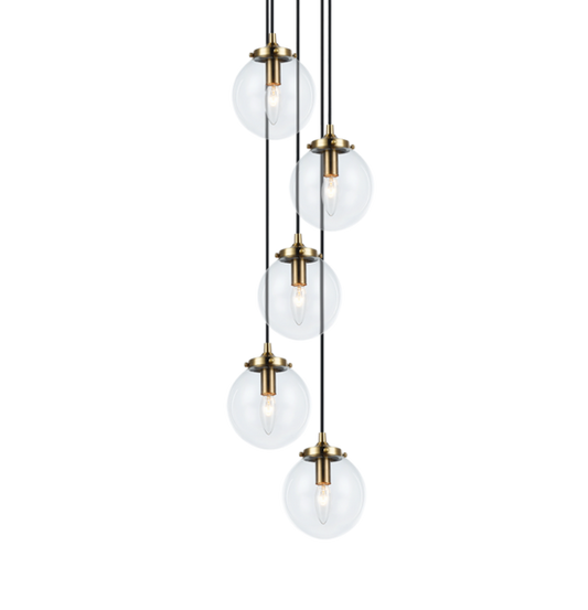 Matteo Lighting The Bougie C63005AGCL chandelier in Aged Gold Brass with clear glass