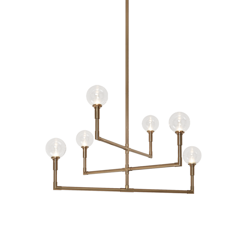 Matteo Lighting Candelstix C64806AGCL chandelier in Aged Gold Brass with clear glass