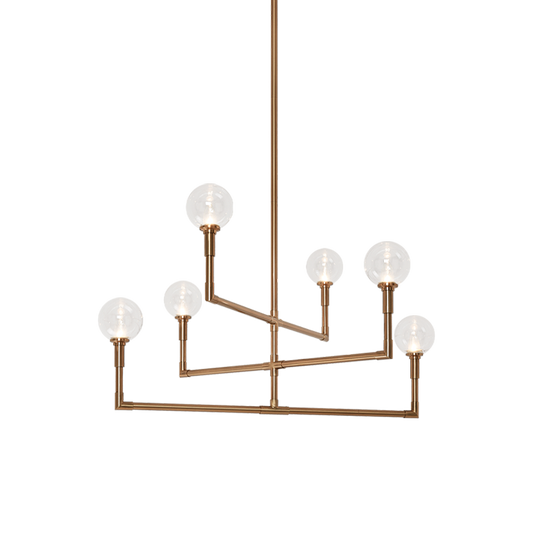Matteo Lighting Candelstix C64806AGCL chandelier in Aged Gold Brass with clear glass