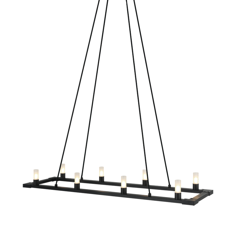 Matteo Lighting Cascadian C75208MB chandelier in Matte Black with opal glass