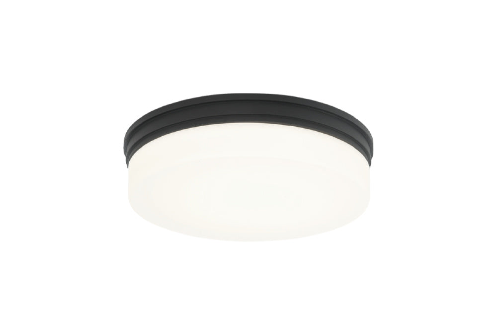 Matteo Lighting Circian LED flush mount in Matte Black with opal glass