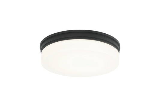 Matteo Lighting Circian LED flush mount in Matte Black with opal glass
