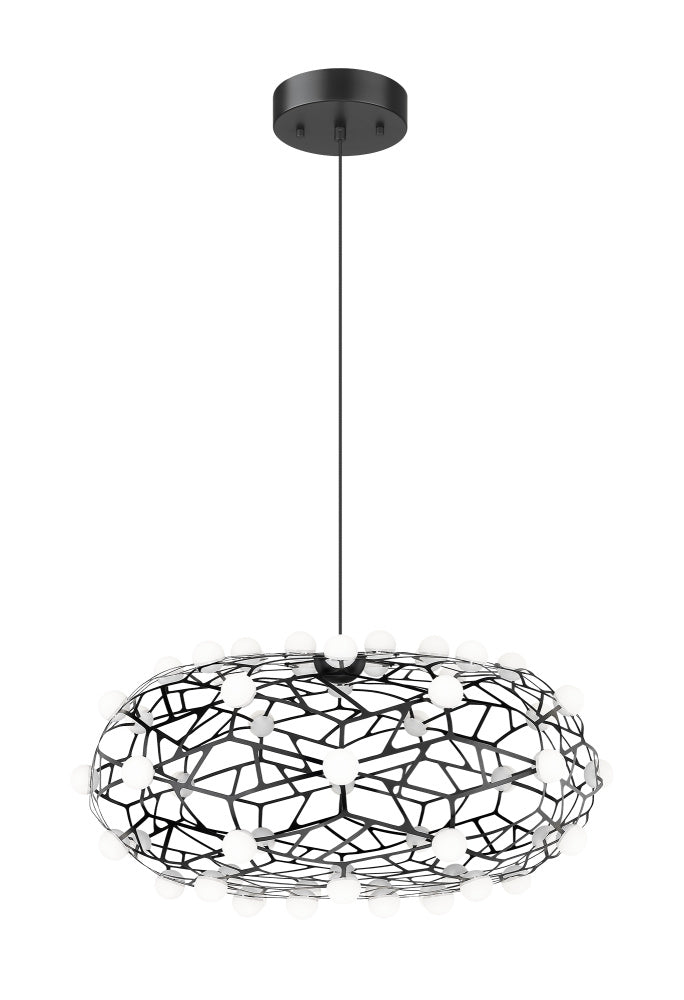 Matteo Lighting Coral C76324BK LED chandelier in Black with opal glass