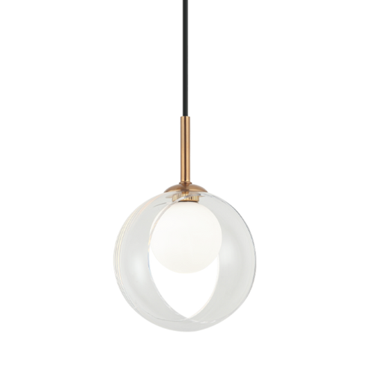 Matteo Lighting Delcia C60601AGCL pendant in Aged Gold Brass with clear glass
