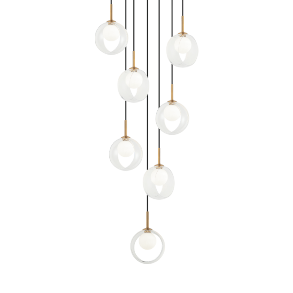 Matteo Lighting Delcia C60607AGCL chandelier in Aged Gold Brass with clear glass