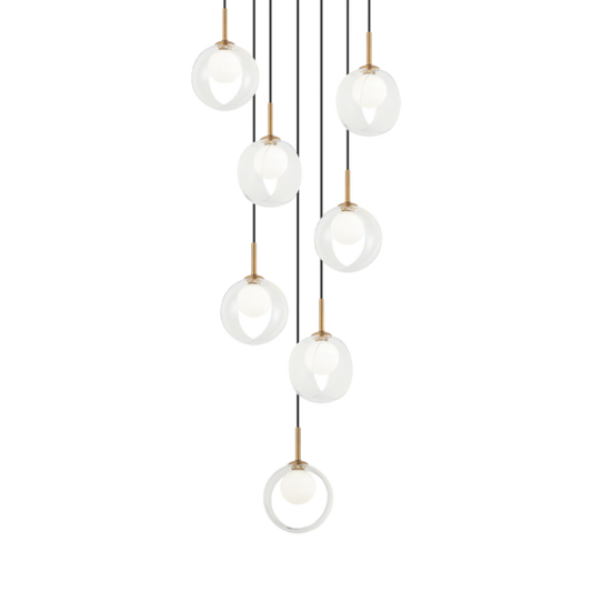 Matteo Lighting Delcia C60607AGCL chandelier in Aged Gold Brass with clear glass