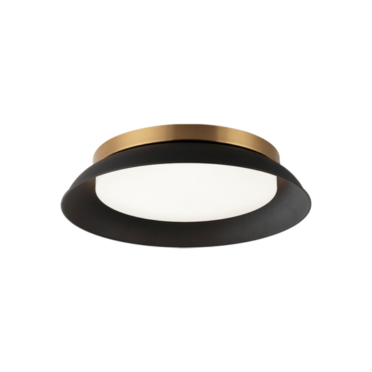 Matteo Lighting Finley M12515MBAG 3CCT LED flush mount in Matte Black and Aged Gold Brass