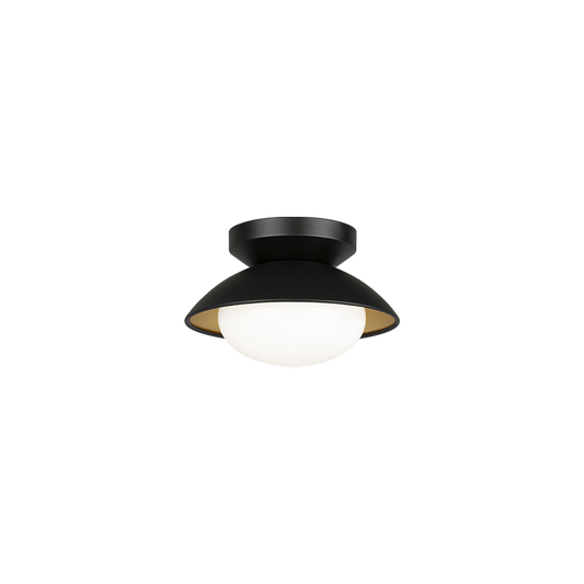 Matteo Lighting Hatley M13101BKOP flush mount in Black with Opal glass
