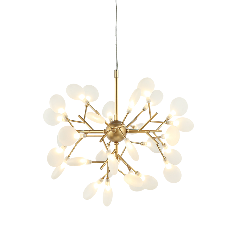 Matteo Lighting Hydrangea Bloom C69824GL chandelier in Gold with frosted glass