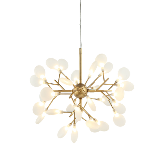 Matteo Lighting Hydrangea Bloom C69824GL chandelier in Gold with frosted glass