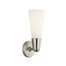 Load image into Gallery viewer, Matteo Lighting Jameson wall sconce in Brushed Nickel with Opal Ribbed Glass
