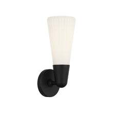 Load image into Gallery viewer, Matteo Lighting Jameson wall sconce in Matte Black with Opal Ribbed Glass
