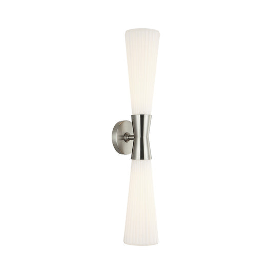 Matteo Lighting Jameson vanity light in Brushed Nickel with Opal Ribbed Glass