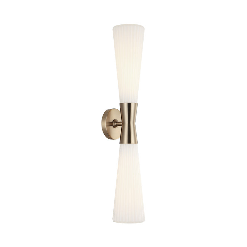 Matteo Lighting Jameson vanity light in Champagne Gold with Opal Ribbed Glass