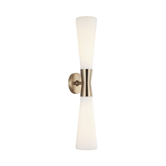 Matteo Lighting Jameson vanity light in Champagne Gold with Opal Ribbed Glass
