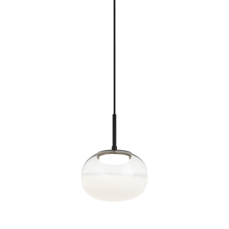 Matteo Lighting Jayce C60501MBWH LED pendant in Matte Black with white glass