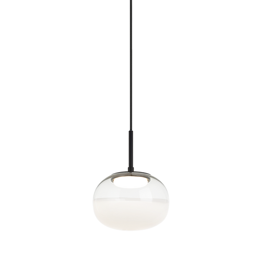 Matteo Lighting Jayce C60501MBWH LED pendant in Matte Black with white glass