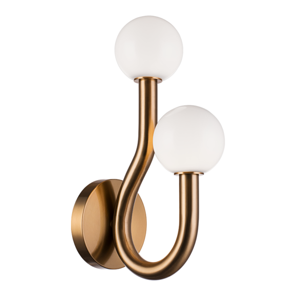 Matteo Lighting Joelle W34202AGOP wall sconce in Aged Gold Brass with opal glass