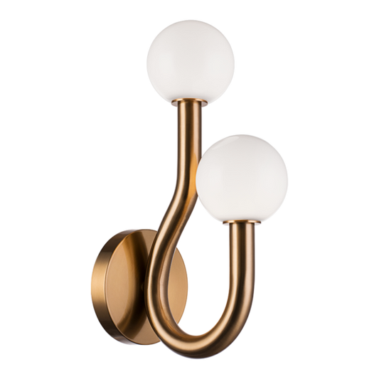 Matteo Lighting Joelle W34202AGOP wall sconce in Aged Gold Brass with opal glass
