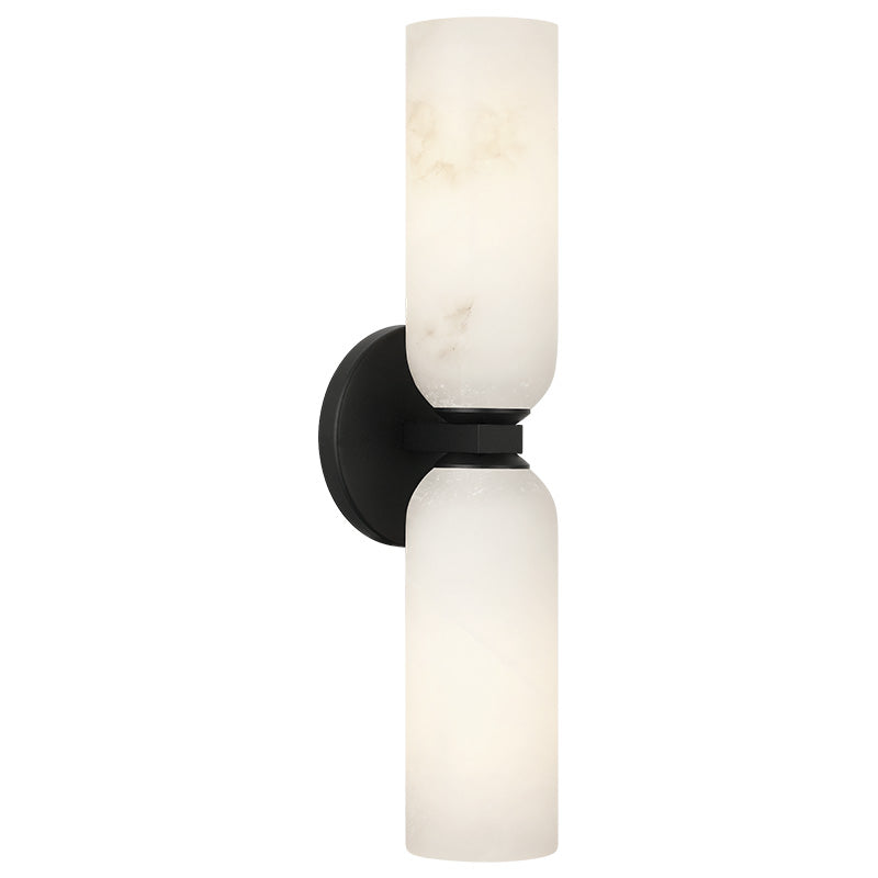 Matteo Lighting Jules S19222MB vanity light in Matte Black with Spanish Alabaster