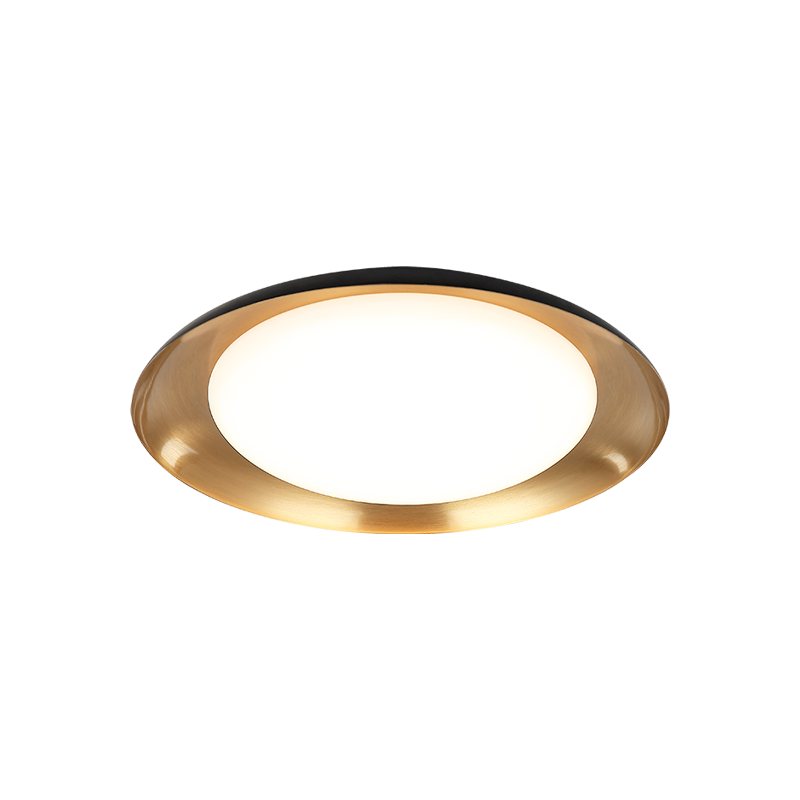 Matteo Lighting Lalonde M12215BKAG 3CCT LED flush mount in Black and Aged Gold Brass