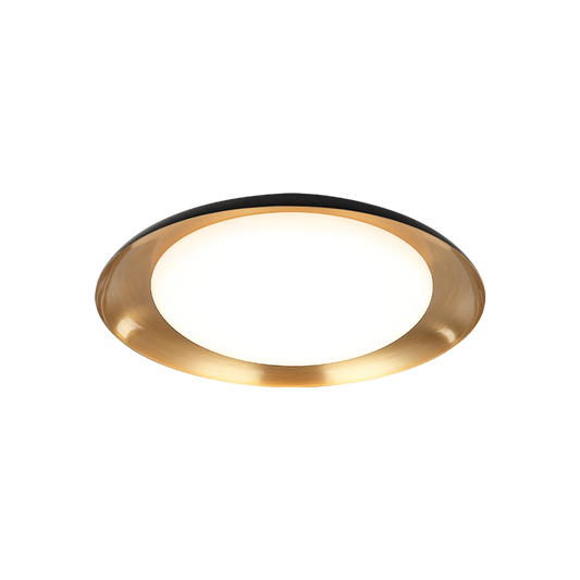 Matteo Lighting Lalonde M12215BKAG 3CCT LED flush mount in Black and Aged Gold Brass