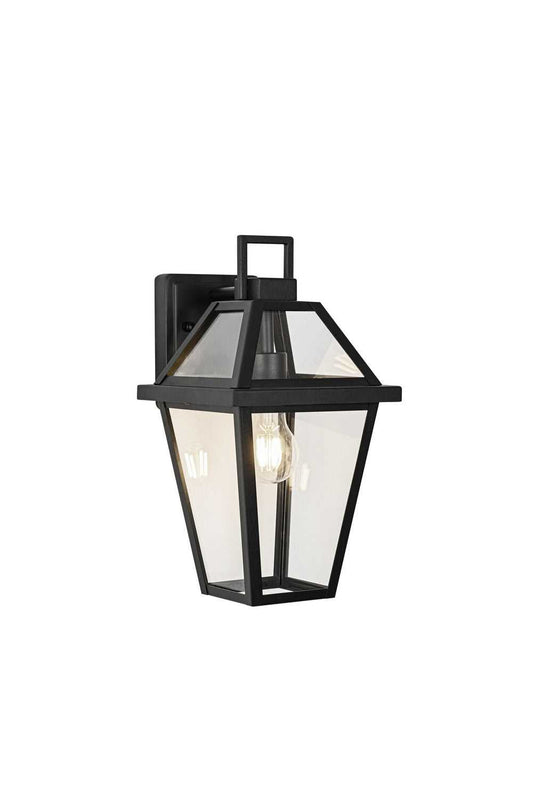 Matteo Lighting Layla E22301MB outdoor wall lantern in Matte Black with clear glass