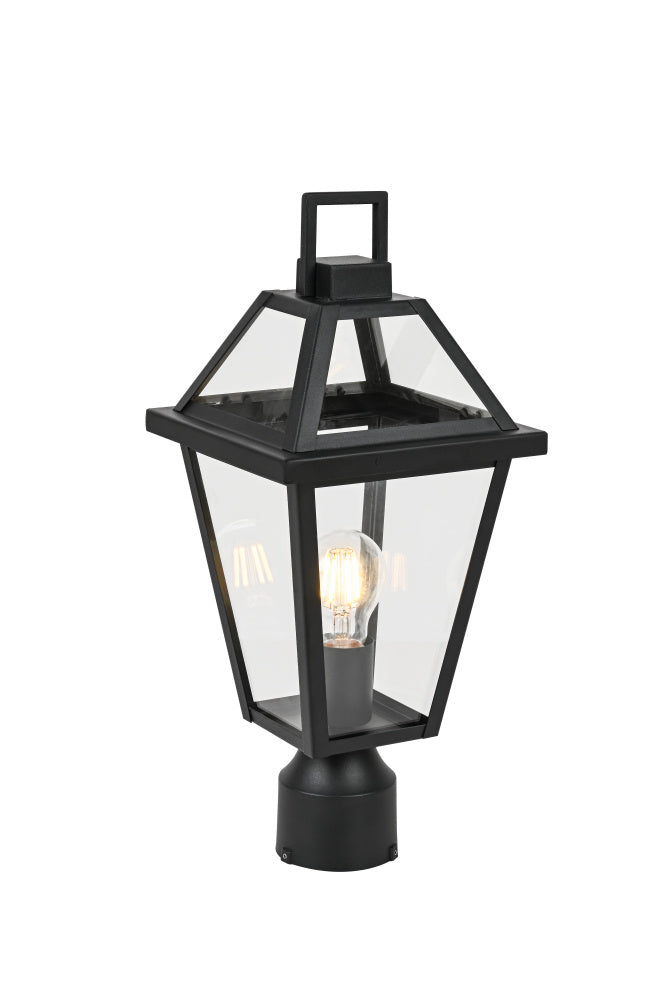 Matteo Lighting Layla E22311MB outdoor post lantern in Matte Black with clear glass