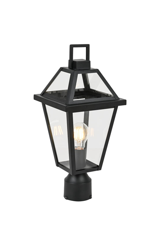 Matteo Lighting Layla E22311MB outdoor post lantern in Matte Black with clear glass