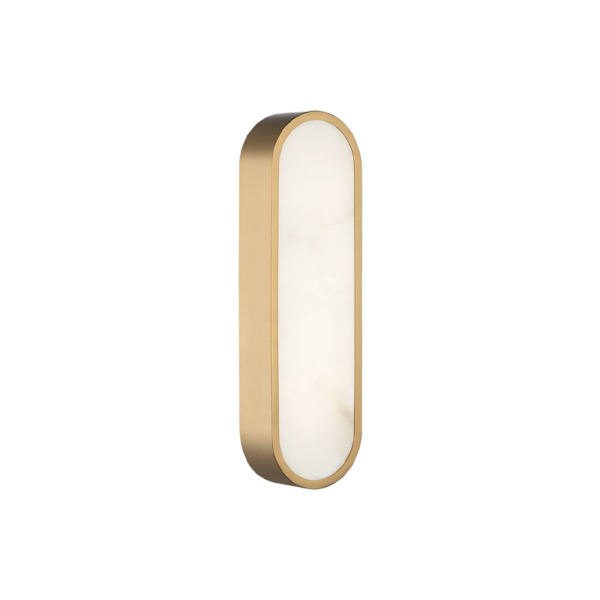 Matteo Lighting Marblestone W05916AG 16-inch LED wall sconce in Aged Gold Brass with Spanish alabaster