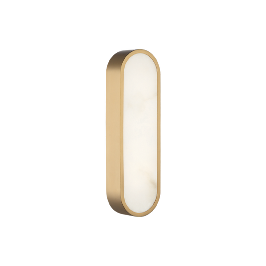 Matteo Lighting Marblestone W05916AG 16-inch LED wall sconce in Aged Gold Brass with Spanish alabaster