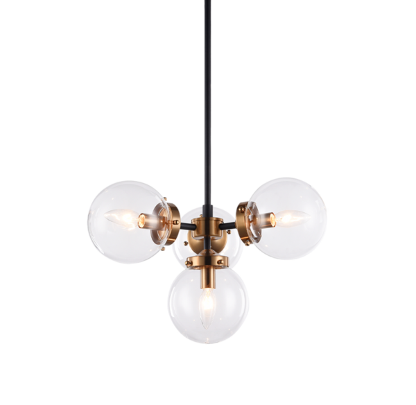 Matteo Lighting Maru C72304AGCL chandelier in Aged Gold Brass with clear glass