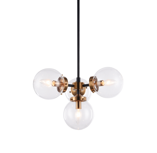 Matteo Lighting Maru C72304AGCL chandelier in Aged Gold Brass with clear glass