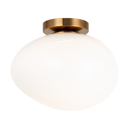 Matteo Lighting Melotte WX63611AGOP flush mount in Aged Gold Brass with opal glass