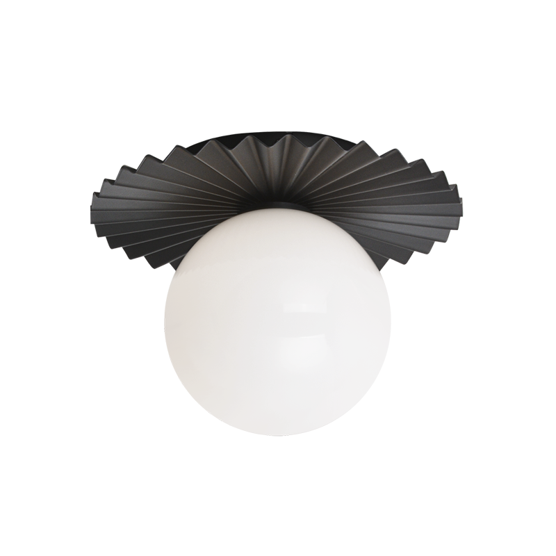 Matteo Lighting Modern Ruff WX83101BKOP flush mount in Black with opal glass
